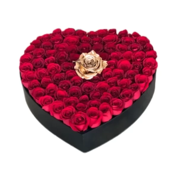 caja de corazón gold rose