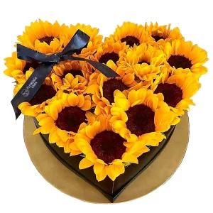 Caja Corazón de Girasoles Extra Grande