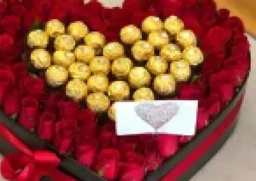 box of heart ferrero rocher chocolates