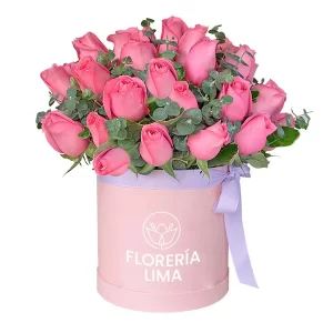 caja grande de calidad de rosas rosadas