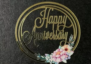 happy anniversary topper dorado flores