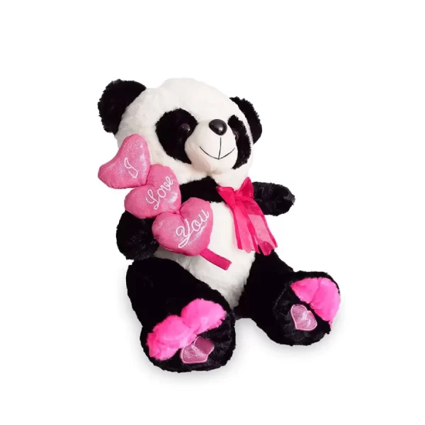 panda peluche corazones