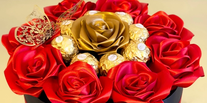 rosas rojas con chocolates