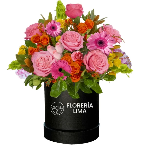 Hatbox Black de Rosas y Flores