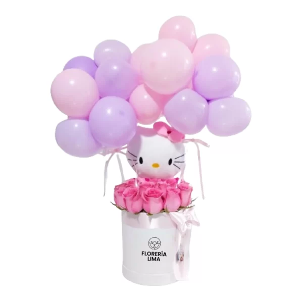 box hello kitty con globos