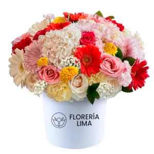 hatbox de hortensias pasion