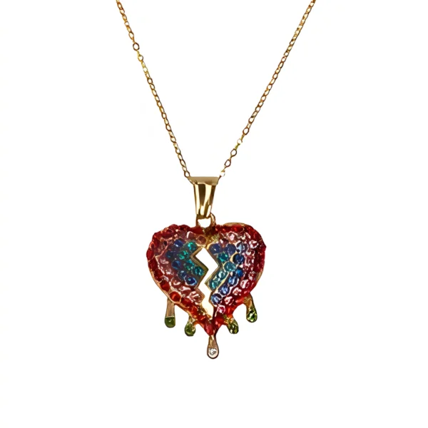 Collar Corazón Cristales Multicolor